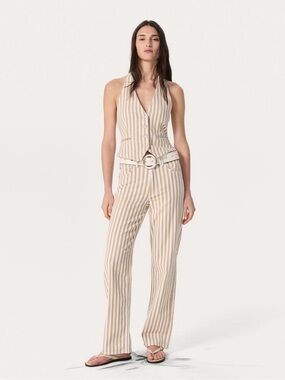 rag & bone Beige and Cream Striped Straight-Leg Pants the Shea 24 nwt